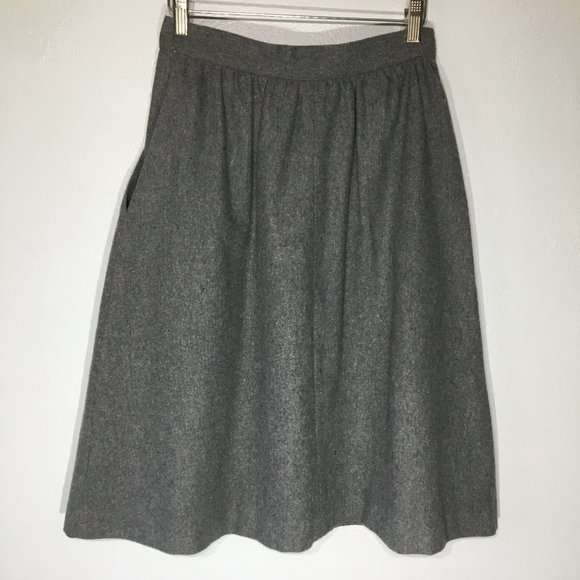 Vintage 70's Grey Minimalist Skirt, Retro Causal Work Skirt, Boho Hippie Office - Picture 7 of 10